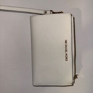 Michael Kors Cream Wristlet with Gold Accents